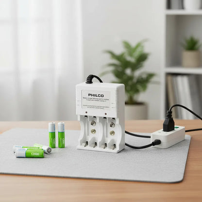 Cargador Con 4 Pilas De Litio Recargables Aaa 1200mah