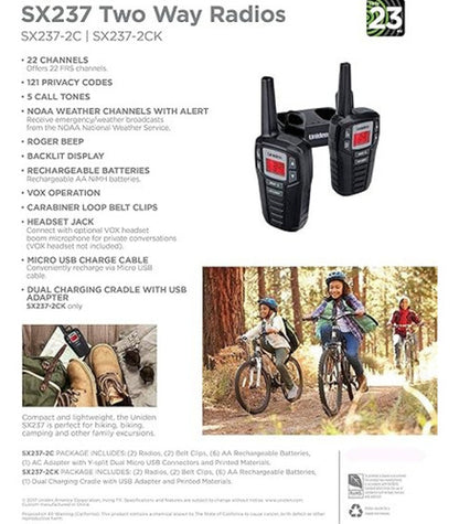Radio Transmisor 2 Vías Walkie Talkie Uniden Xs237-2c - Deus Group 