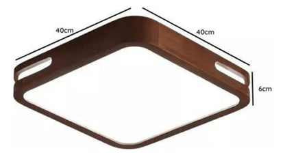 Panel Plafón Led Borde Madera Sobrepuesto Cuadrado  40cm 72w - Deus Group 