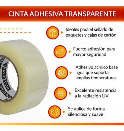 Cinta Embalaje Transparente Adhesiva Huincha 48x100