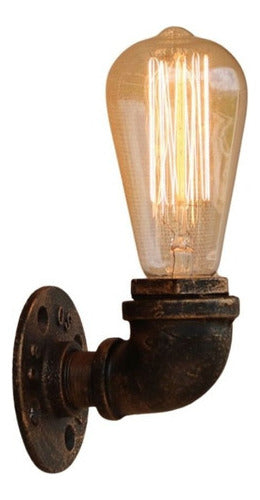 Aplique Lampara Muro Industrial Tubería Agua Tubo E27 Bronce - Deus Group 