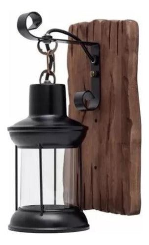 Aplique Lampara Led Madera Vidrio E27 Decoracion Vintage