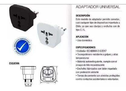 Adaptador Enchufe Universal Europeo Americano 110/220V - Deus Group 