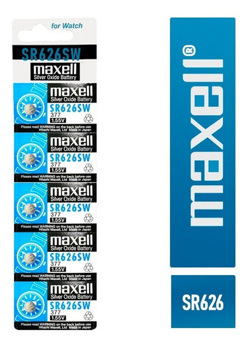 Tira 5 Pilas  Reloj 1.55v Sr626sw 377 / Maxell - Mi tienda 