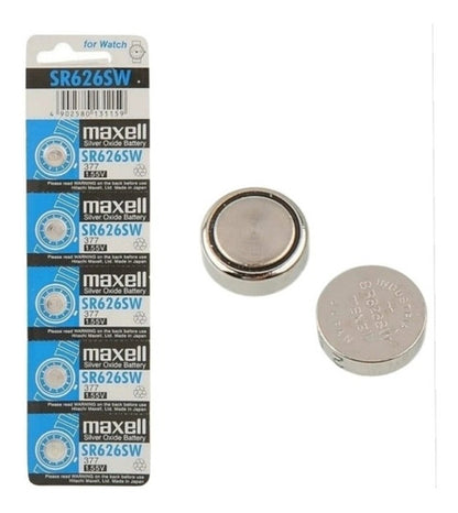 Tira 5 Pilas  Reloj 1.55v Sr626sw 377 / Maxell - Mi tienda 