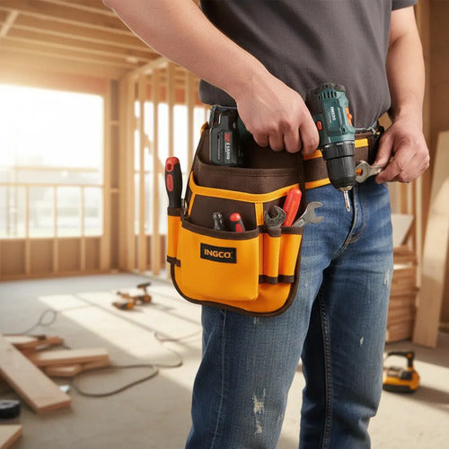 Porta Taladro Con Cinturón 7 Bolsillos 8kg Ingco Htbp030128 Amarillo