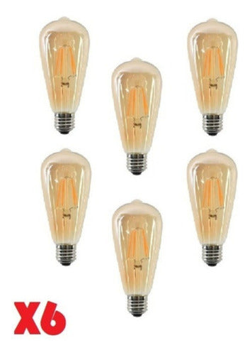 Pack 6 Ampolletas Vintage LED Edison Filamento E27 4W - Deus Group 