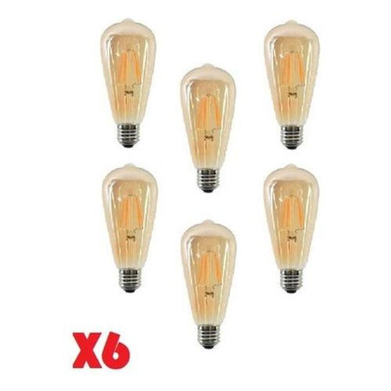 Pack 6 Ampolletas Vintage LED Edison Filamento E27 4W - Deus Group