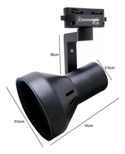 Foco Riel Monofásico Negro Con Ampolleta E27