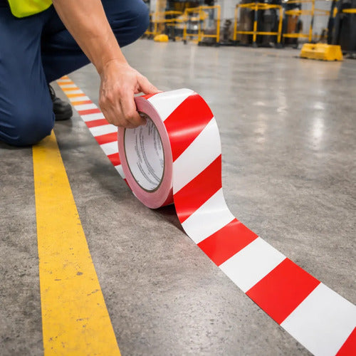 Cinta Delimitadora De Piso 50mm X 33m Seguridad Industrial Rojo