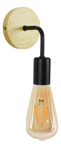 Aplique Lampara Foco Led Muro Madera E27 Decoracion Moderno - Deus Group 
