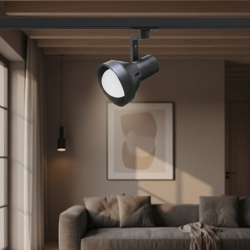 Pack 3 Foco Monofásico Lámpara Techo + Riel Ampolletas E27