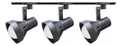 Foco Riel Monofásico Negro Con Ampolleta E27