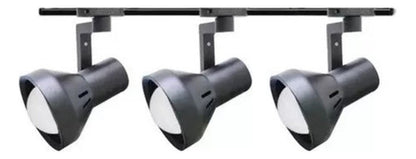 Foco Riel Monofásico Negro Con Ampolleta E27 - Deus Group 