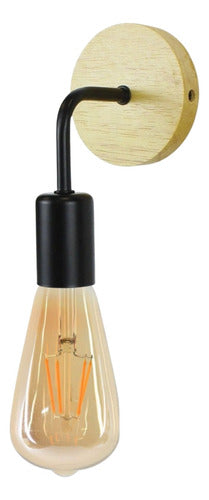 Aplique Madera Porta Ampolleta E27 Ascella Konnergie Deus - Deus Group 