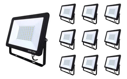 Pack X10 Foco Proyector Led 50w Exterior Seguridad Sec - Deus Group 