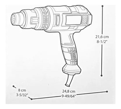 Pistola De Calor Crown 1800w Regulable Pro Con Accesorios - Deus Group 