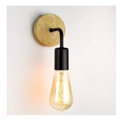 Aplique Lampara Foco Led Muro Madera E27 Decoracion Moderno - Deus Group 