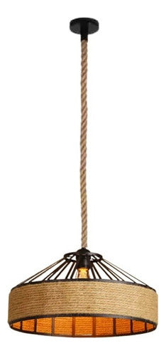 Lampara Colgante 30cm Vintage Aluminio Cañamo Soga E27