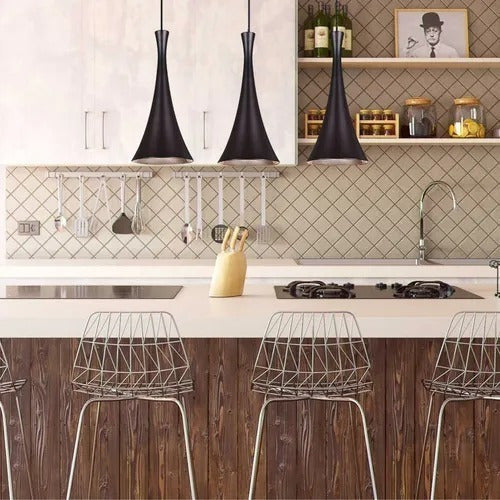 Lampara Colgante Triple Negra Moderna Metal Decorativa