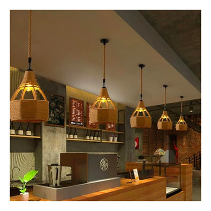 Lampara Colgante Vintage Aluminio Cañamo E27 Decoración - Deus Group