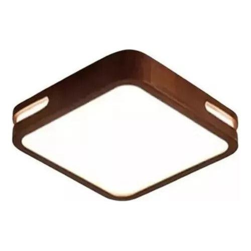 Panel Plafón Led Borde Madera Sobrepuesto Cuadrado  30cm 36w - Deus Group