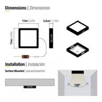 Panel Plafón Led 12w Sobrepuesto Cuadrado Borde Negro - Deus Group