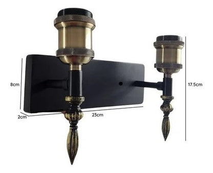 Aplique Doble Lámpara Foco LED Muro E27 Bronce Decoración - Deus Group 