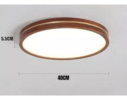 Panel Plafón Led Borde Madera 40cm Deco Sobrepuesto Redondo - Deus Group 