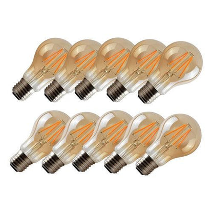 Pack 10 Ampolletas Led A60 Vintage 6w E27 2700k Ambar Retro - Deus Group