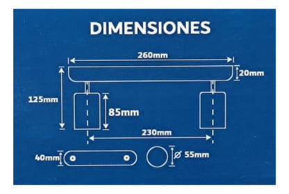 Aplique Niquelado Plateado Doble Ampolleta Dicroica Gu10 - Deus Group 