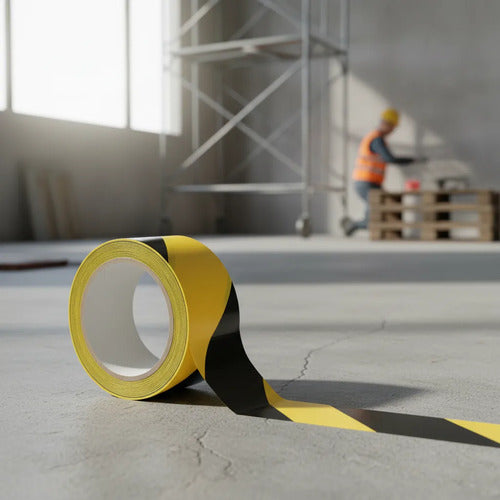 Cinta Demarcación Peligro Amarilla Negra 50mm X 33m Cebra Amarillo/negro Liso