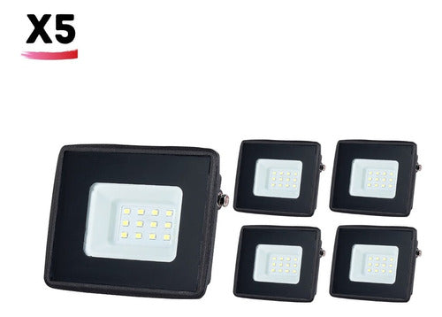 Foco Proyector Led 10w Exterior Pack 5 Unidades Color De La Carcasa Negro Color De La Luz Blanco Frío