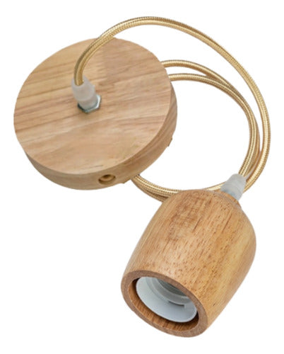 Soquete Vintage Colgante E27 Madera Lampara Bulbo - Deus Group 