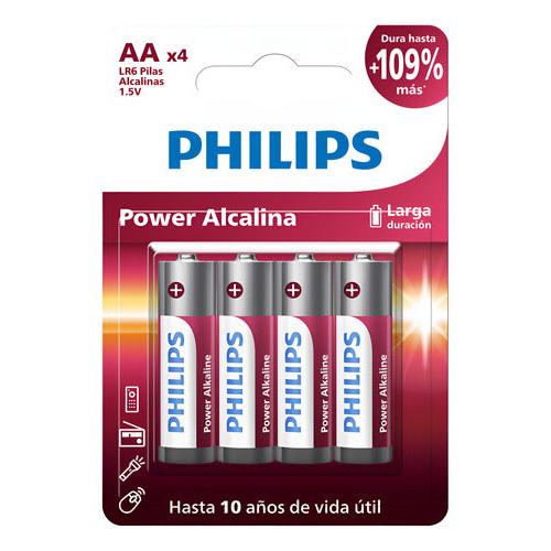 Pilas Alcalinas Aa Philips Lr6p4b Cilíndricas Blister 4 Und
