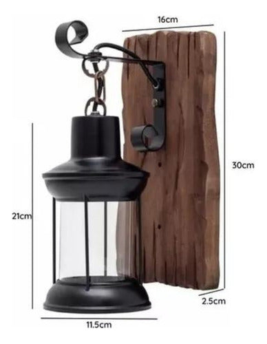Aplique Lampara Led Madera Vidrio E27 Decoracion Vintage