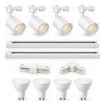 Pack 4 Focos Monofásicos Blanco + Riel 1 Metro + Ampolletas Blanco
