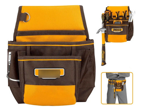 Porta Herramienta Cinturón 9 Bolsillos 10kg Ingco Htbp010128 Amarillo