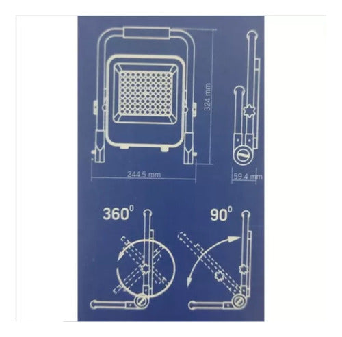 Foco Proyector Led Recargable Portátil 50w Ip65  Baliza
