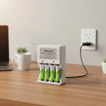 Cargador Con 4 Pilas De Litio Recargables Aa 2700 Mah