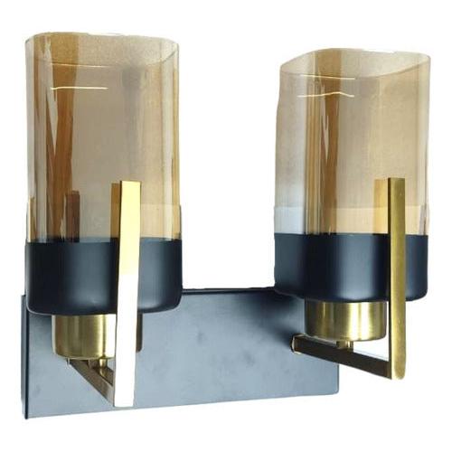 Lampara Aplique Vidrio Doble Porta E27 Ambar Decorativa - Deus Group