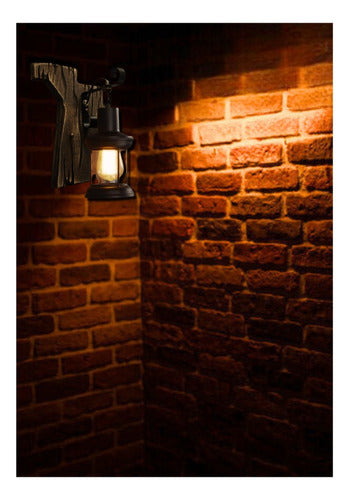 Aplique Lampara Led Madera Vidrio E27 Decoracion Vintage