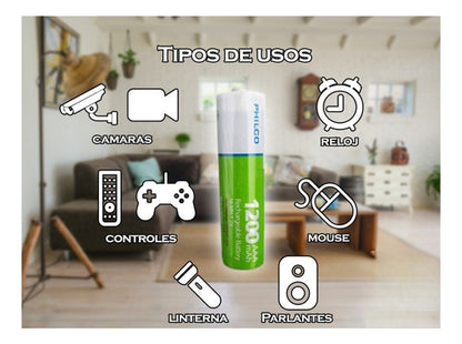 Blister 5 Pilas Recargables Aaa 1200 Mah Multiusos Philco - Mi tienda 