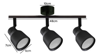 Aplique Foco Porta Ampolleta Gu10 Triple Moderno Dirigible - Deus Group 
