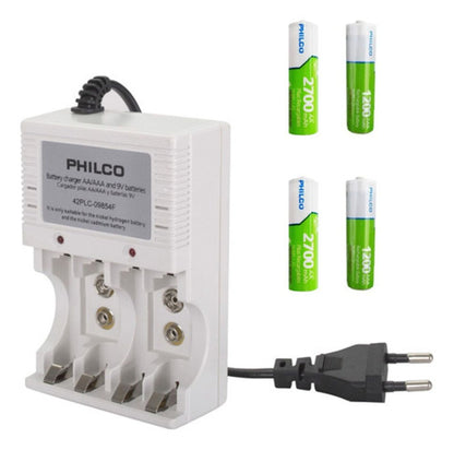 Cargador De Pilas 2 Pilas Aa 2700 Mah 2 Pilas Aaa 1200 Mah