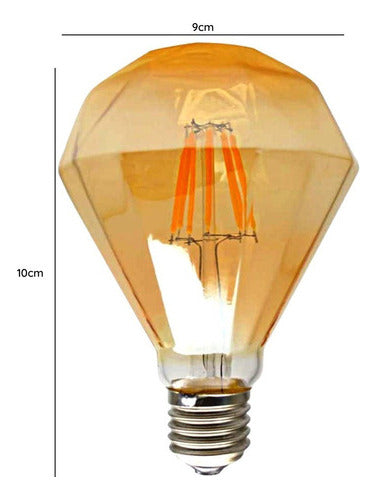 Ampolleta LED Vintage Diamante Retro G95 4W Ámbar 2700K - Deus Group 