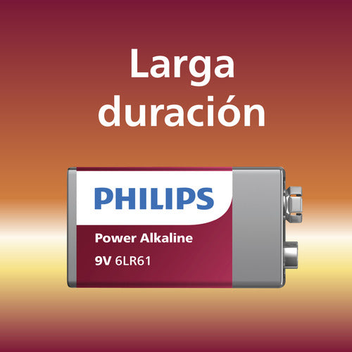 Pila Philips Alkaline 6lr61 9v Rectangular 1 Und Multiusos
