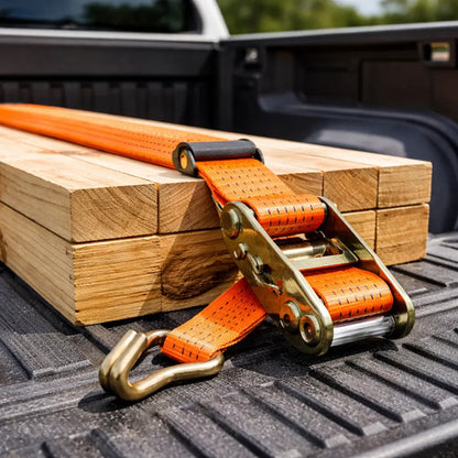 Eslinga Ratchet 10m X 50mm Cinta Amarre Reforzada Seguridad Naranja