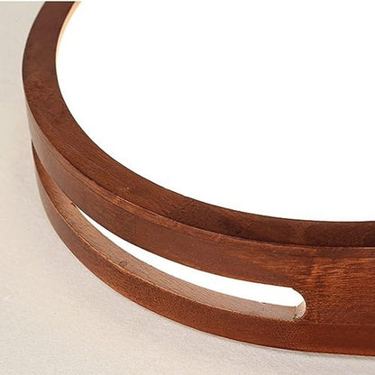 Panel Plafón Led Borde Madera 40cm Deco Sobrepuesto Redondo - Deus Group 