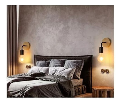 Aplique Lampara Foco Led Muro Madera E27 Decoracion Moderno - Deus Group 